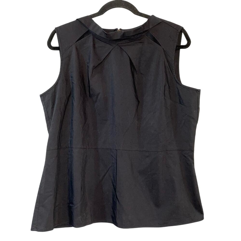 Worthington Black Peplum Sleeveless Blouse Top XL Career Chic